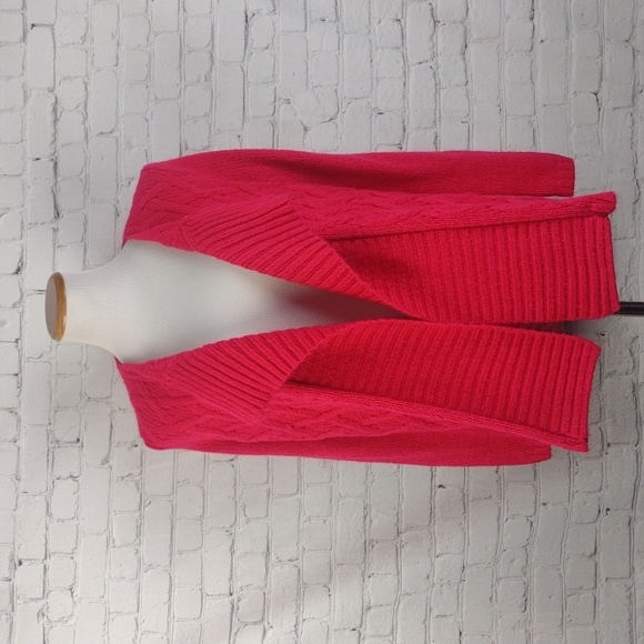 Gap Sweater Cardigan S Open Front Cable Knit Pink - Picture 2 of 11